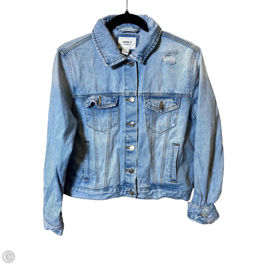 Jacket Denim By Forever 21 In Blue Denim, Size: L