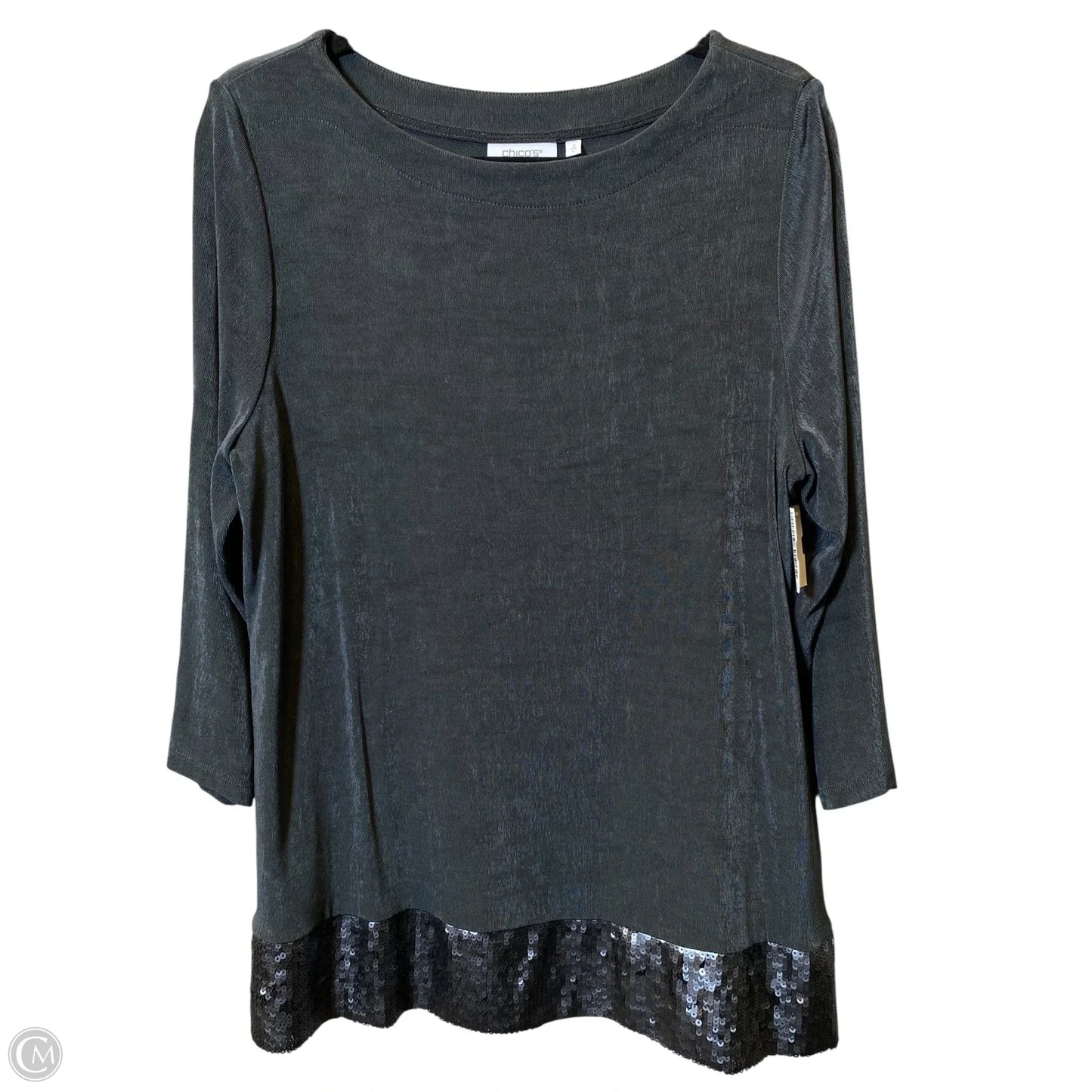 Top 3/4 Sleeve By Chicos In Grey, Size: L