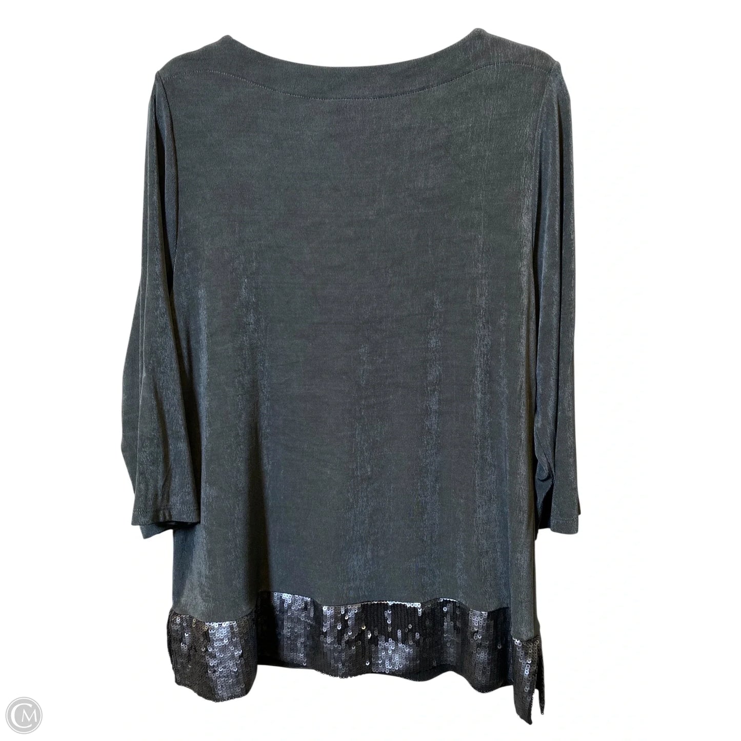 Top 3/4 Sleeve By Chicos In Grey, Size: L