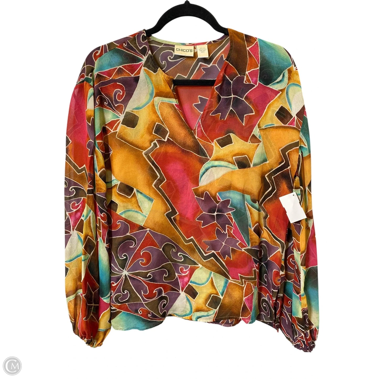 Top Long Sleeve By Chicos In Multi-colored, Size: S