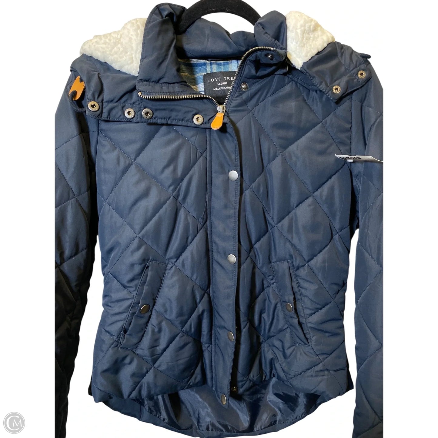 Jacket Puffer & Quilted By Love Tree In Navy, Size: M