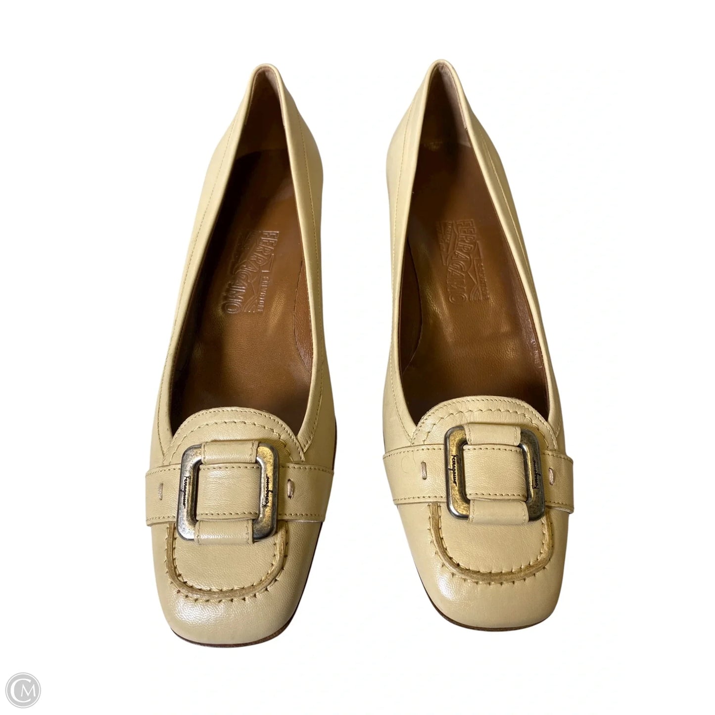 Shoes Luxury Designer By Ferragamo In Tan, Size: 8