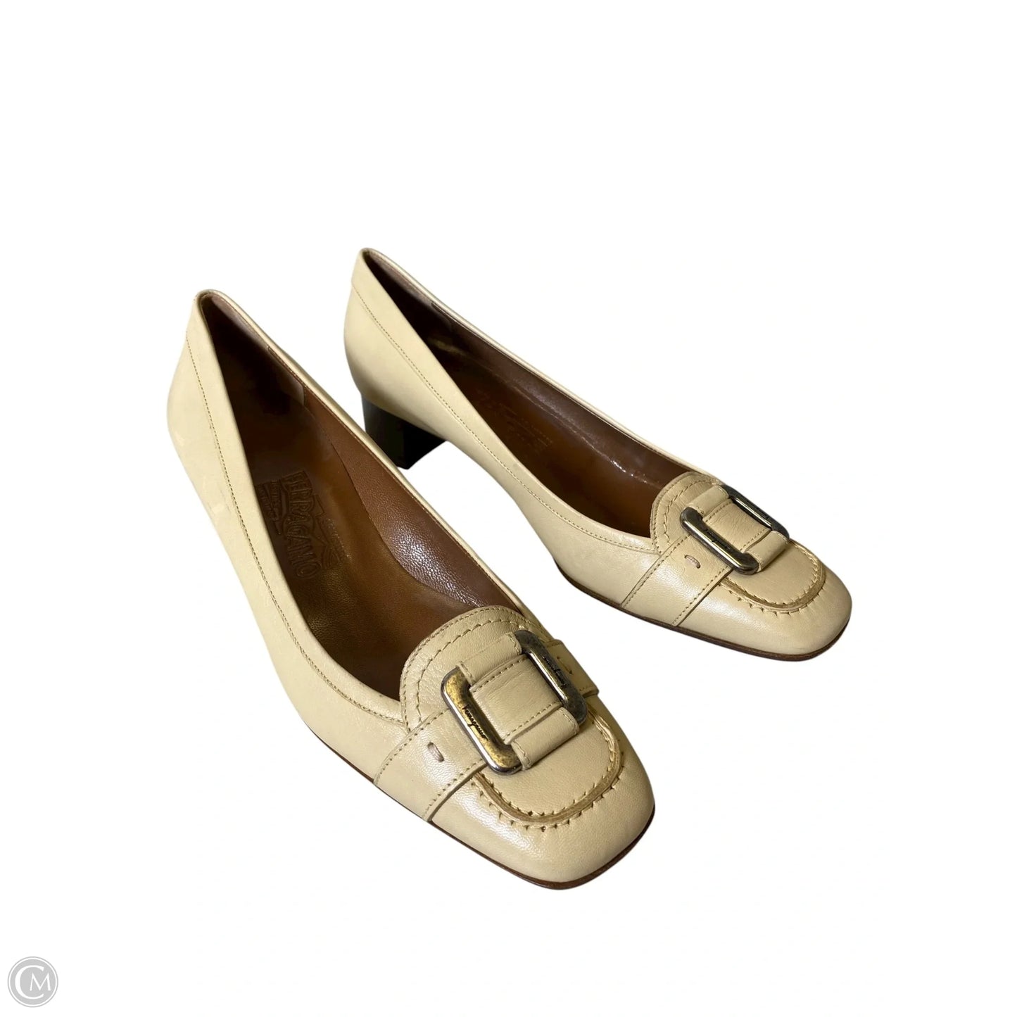 Shoes Luxury Designer By Ferragamo In Tan, Size: 8