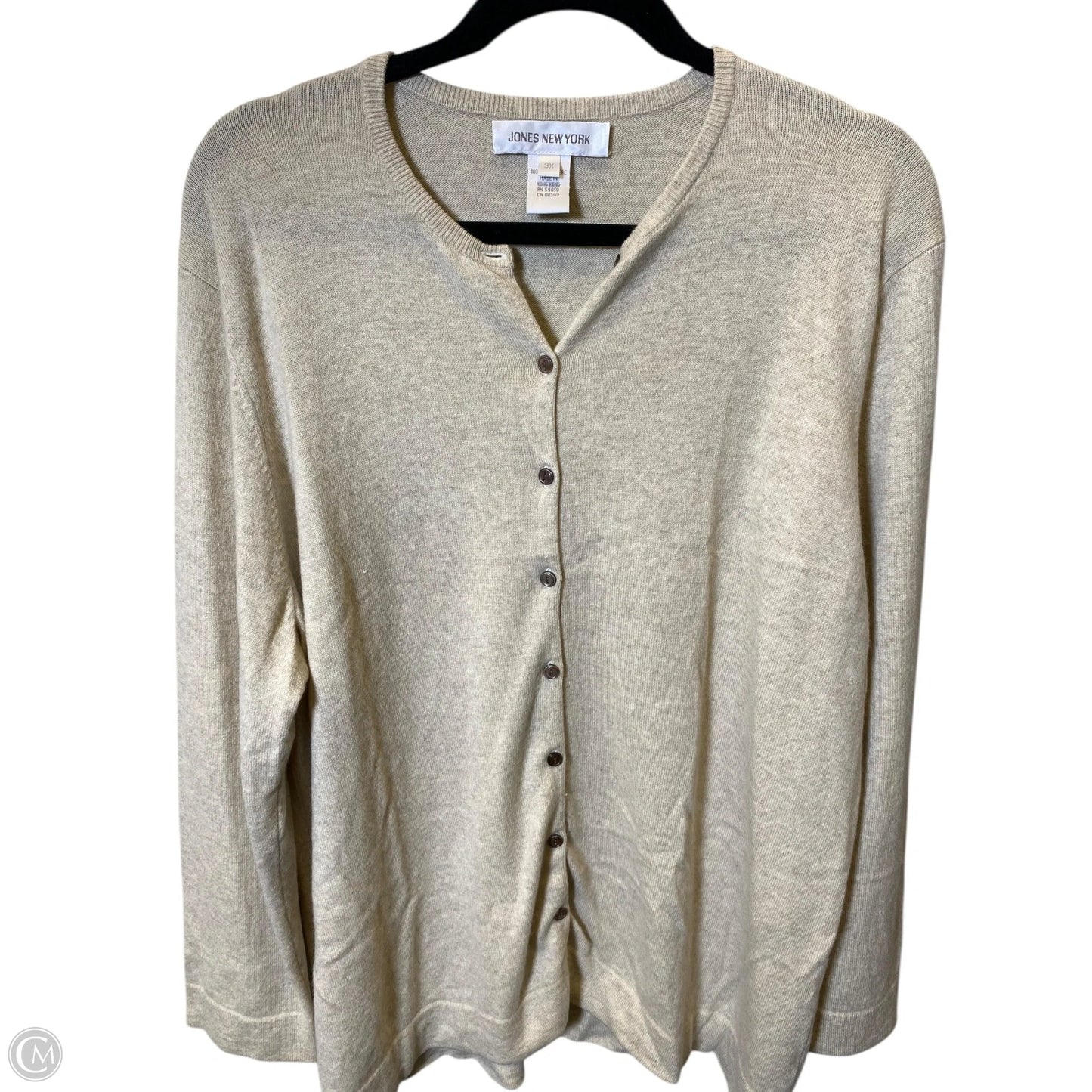 Sweater Cardigan Cashmere By Jones New York In Beige, Size: 3x