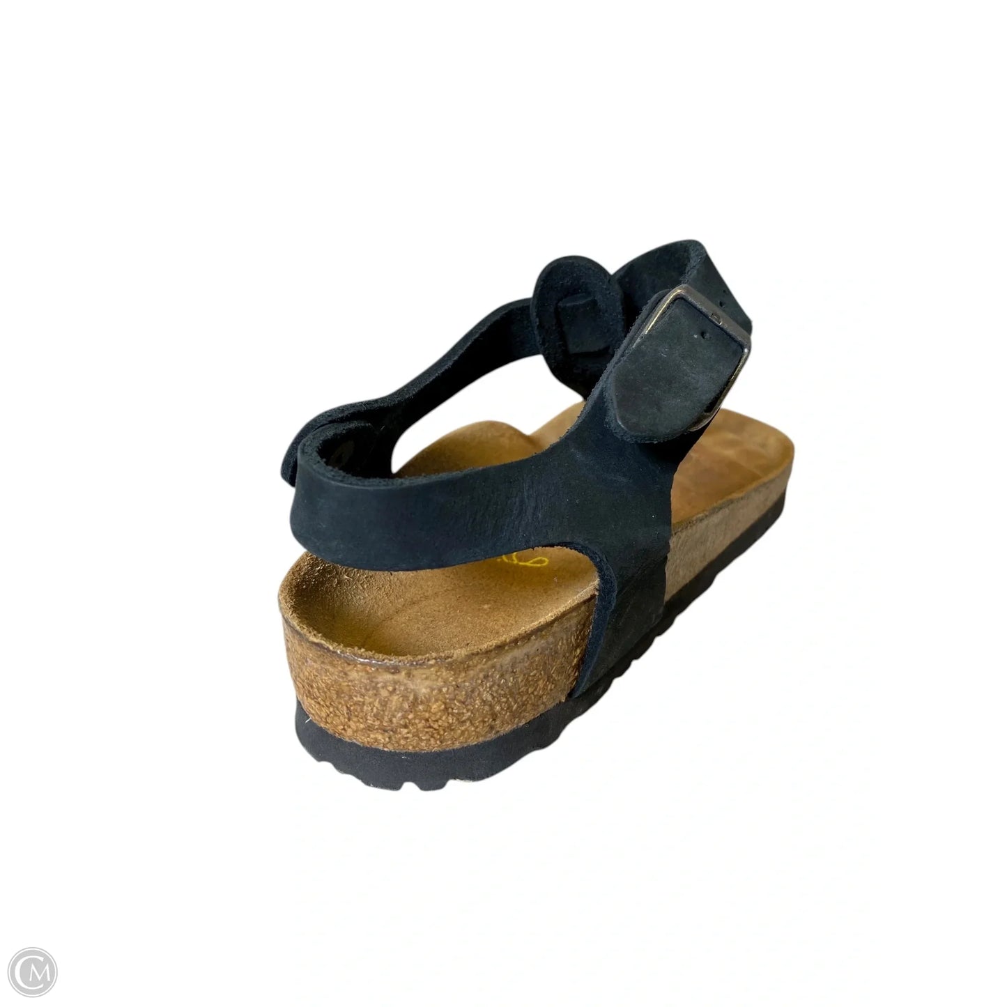 Sandals Flats By Birkenstock In Black & Tan, Size: 8