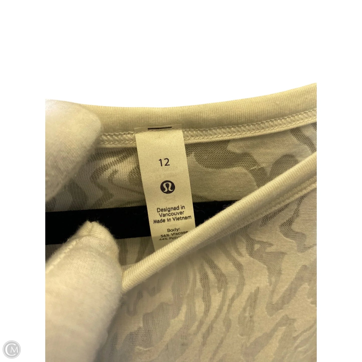 Athletic Top Short Sleeve By Lululemon In White, Size: 12