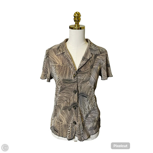 Blouse Short Sleeve By In Studio In Black & Tan, Size: M