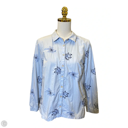 Blouse Long Sleeve By Clothes Mentor In Blue, Size: M