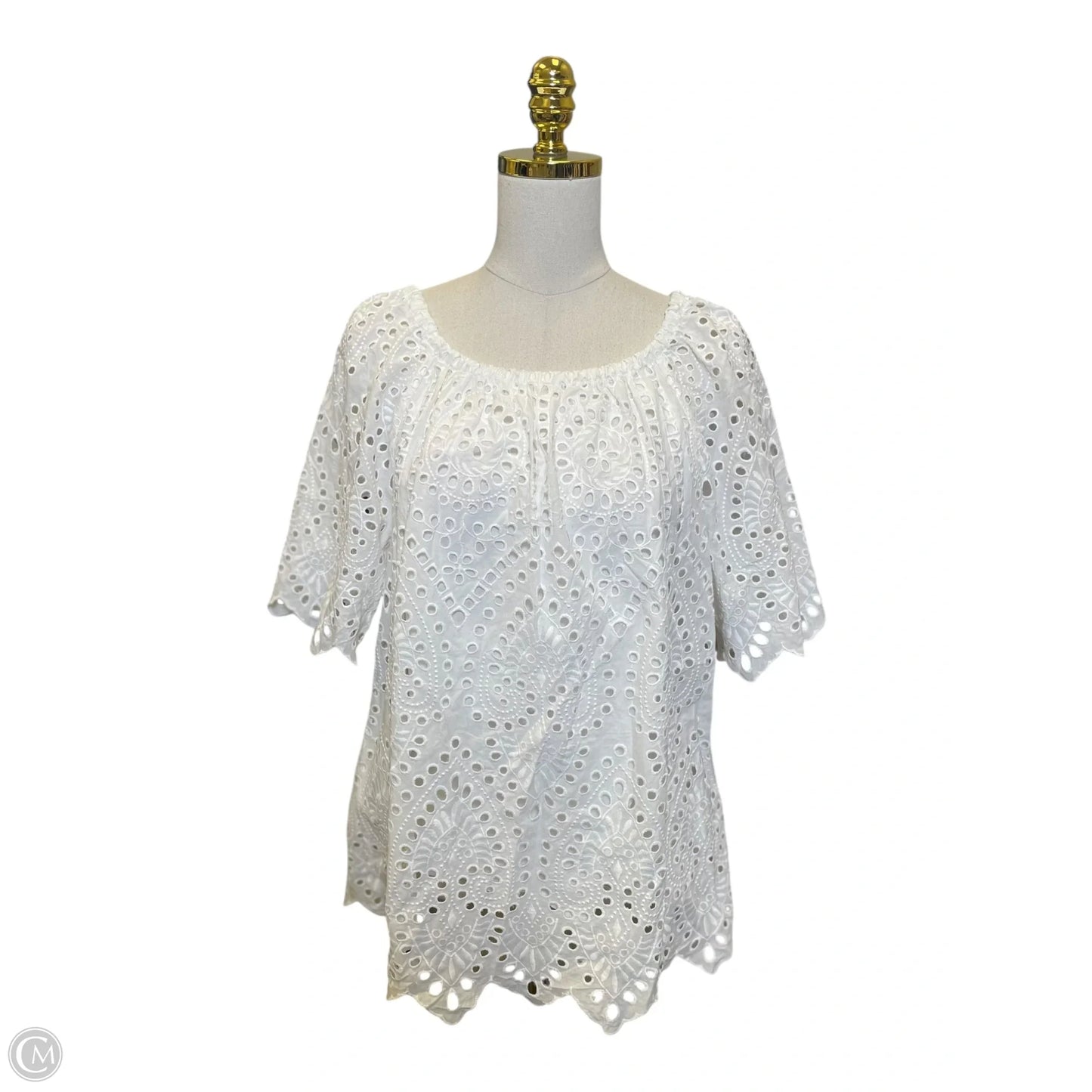 Blouse Short Sleeve By Chicos In White, Size: L