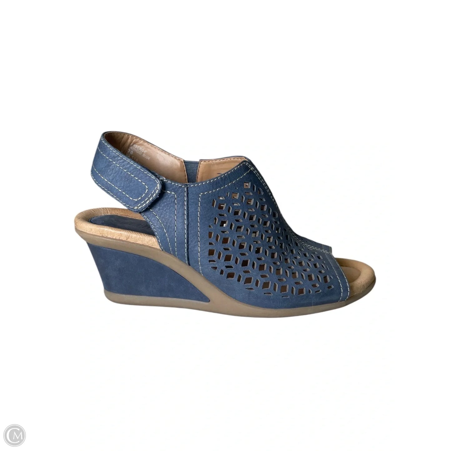 Sandals Heels Wedge By Earth In Blue & Tan, Size: 7