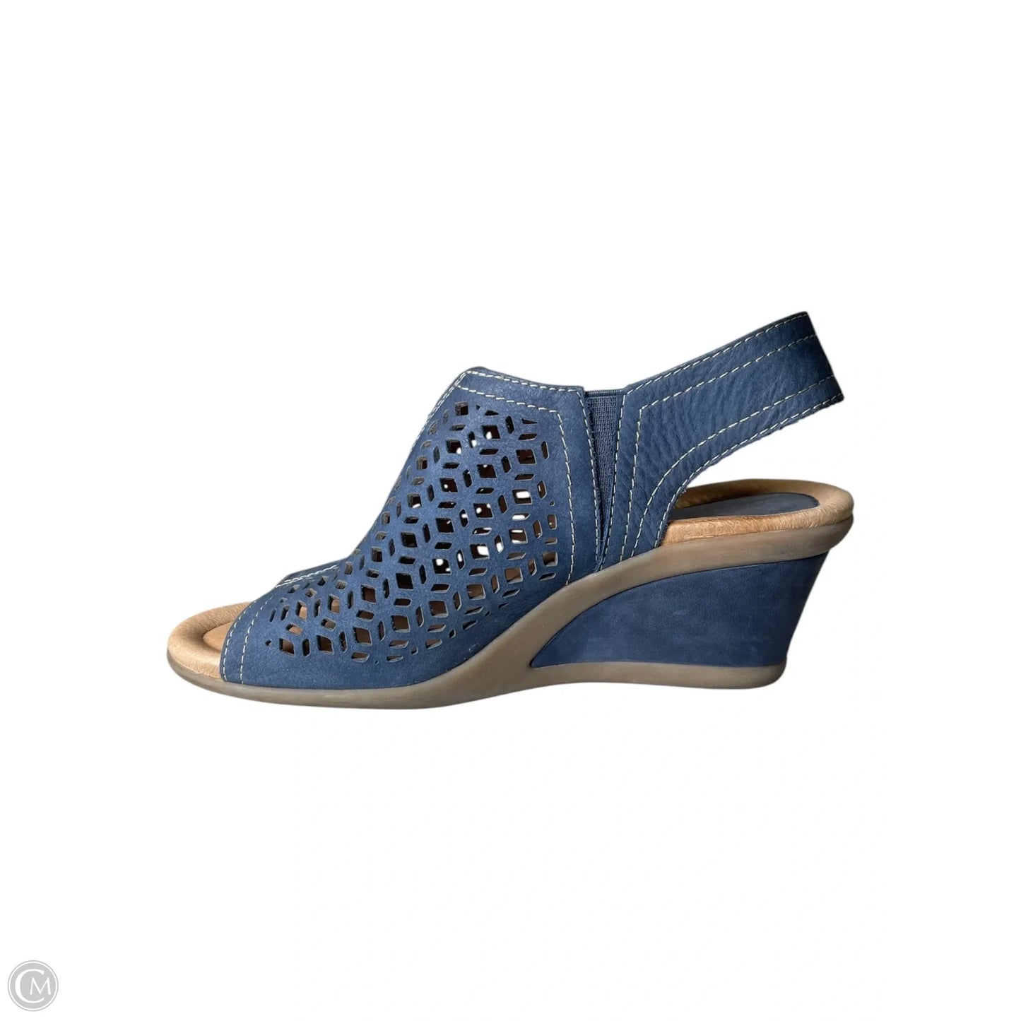 Sandals Heels Wedge By Earth In Blue & Tan, Size: 7