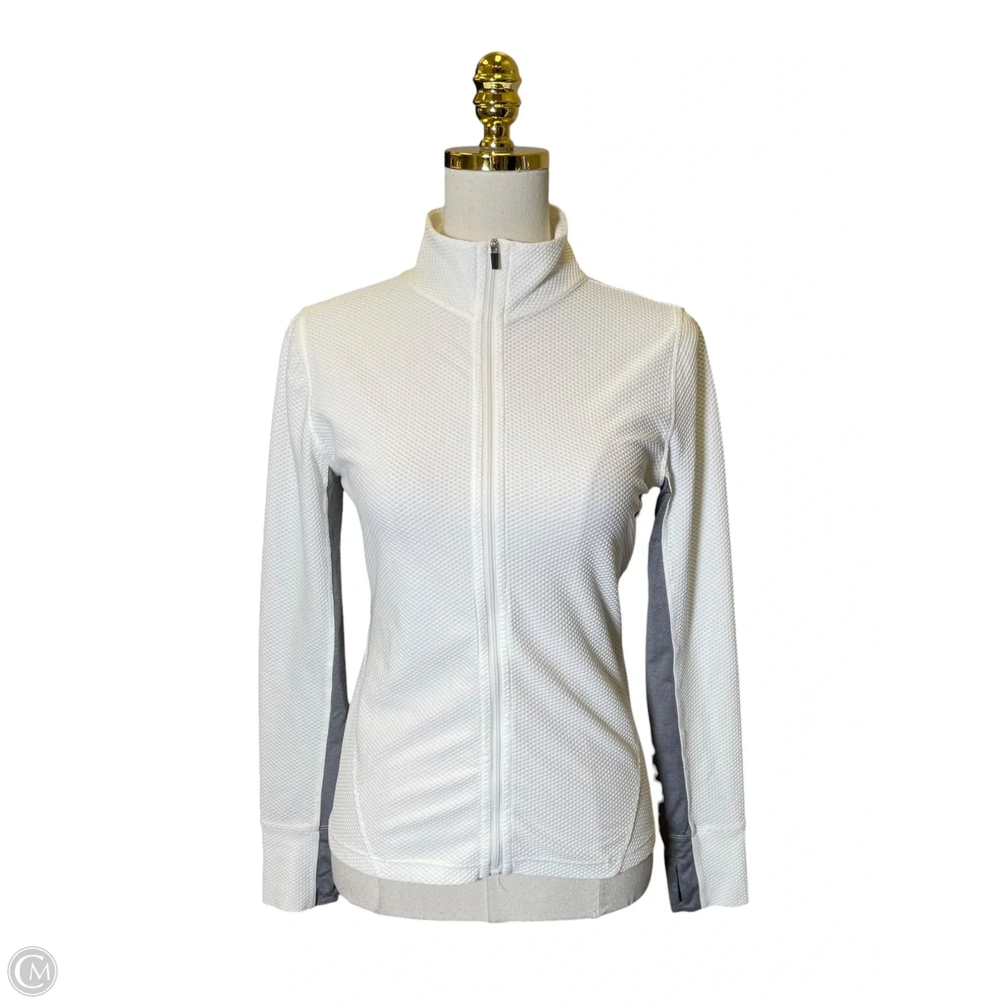 Athletic Jacket By Calvin Klein In Grey & White, Size: Sp