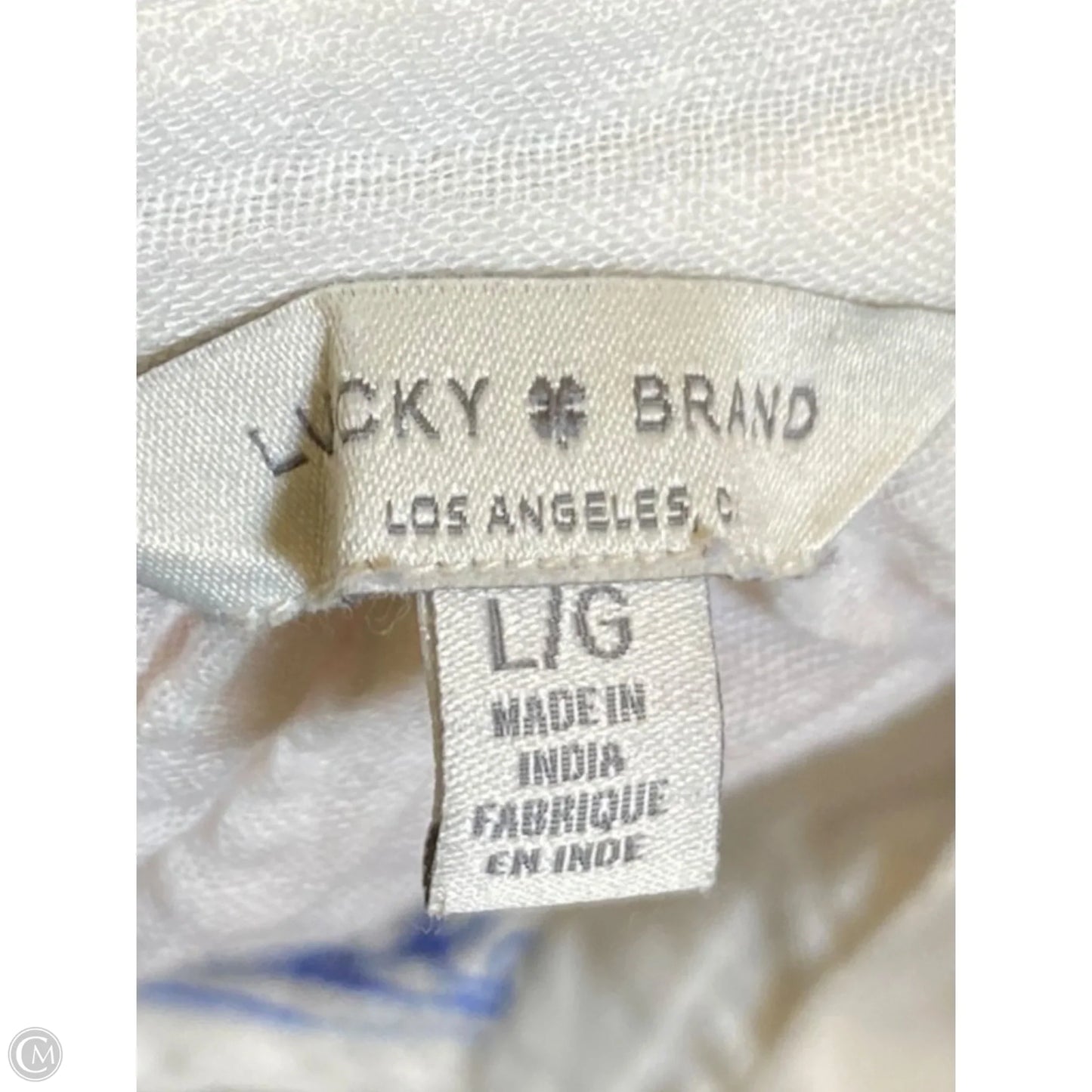 Blouse Long Sleeve By Lucky Brand In Blue & White, Size: L