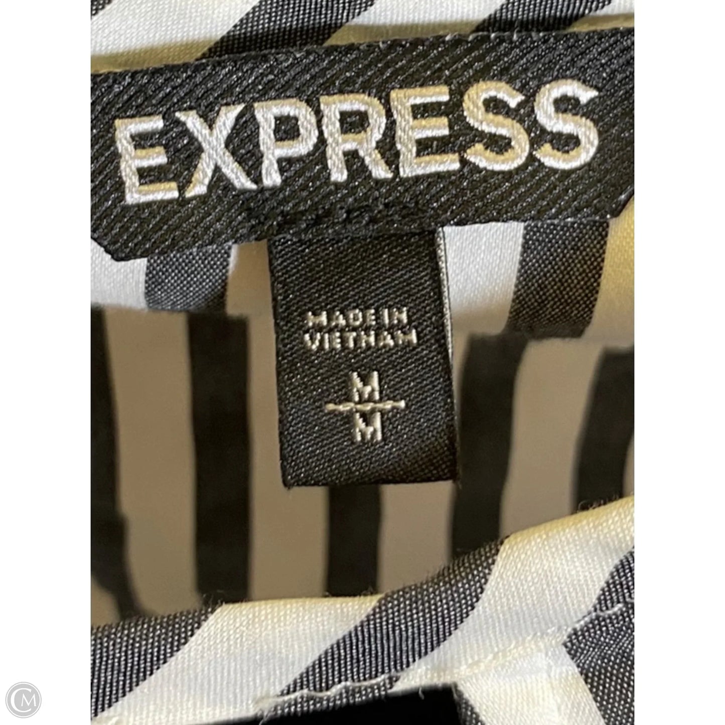 Blouse 3/4 Sleeve By Express In Grey & White, Size: M