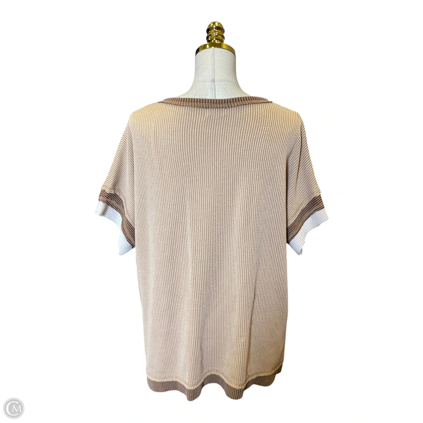 Blouse Short Sleeve By Bke In Brown, Size: L