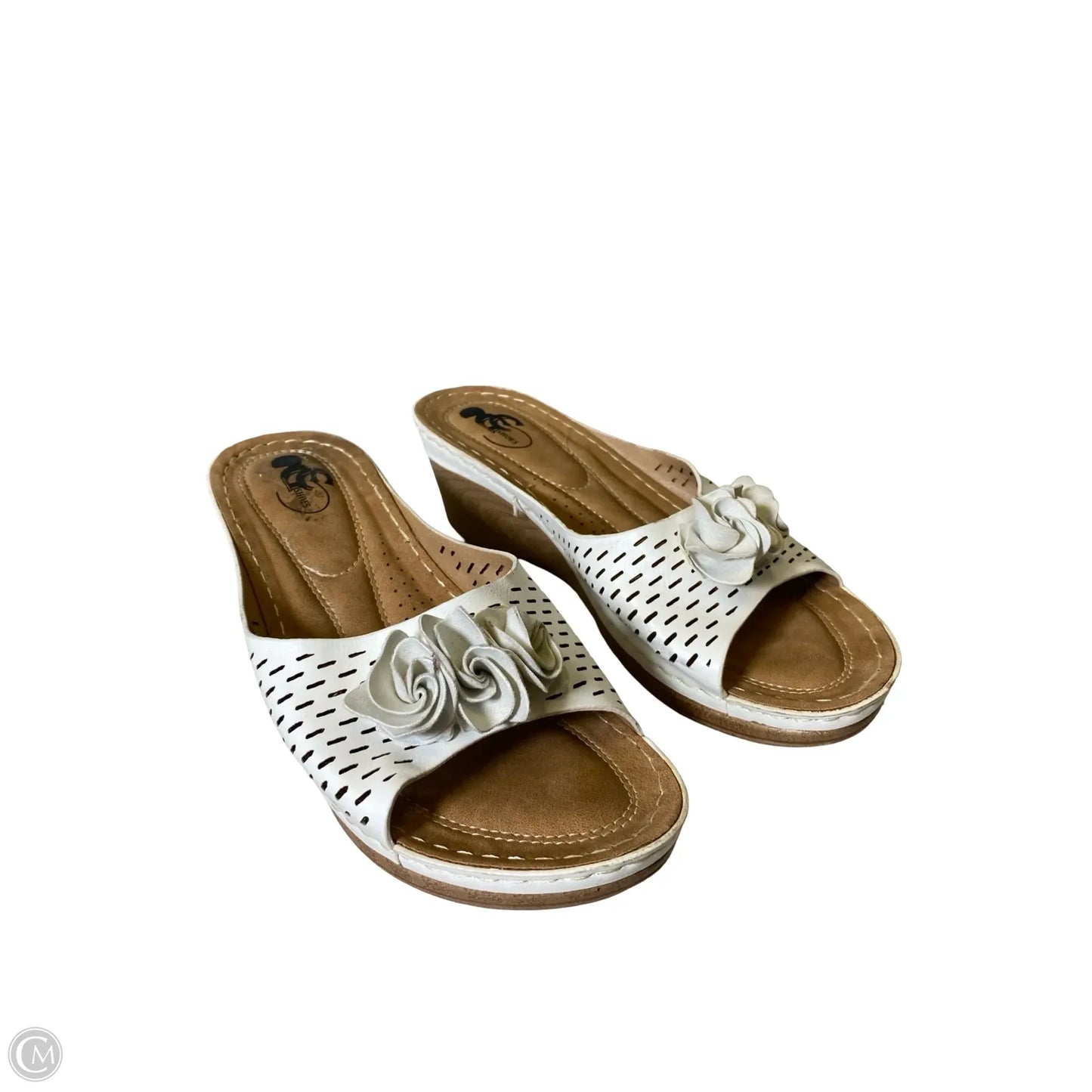 Shoes Heels Wedge By Clothes Mentor In Tan & White, Size: 10