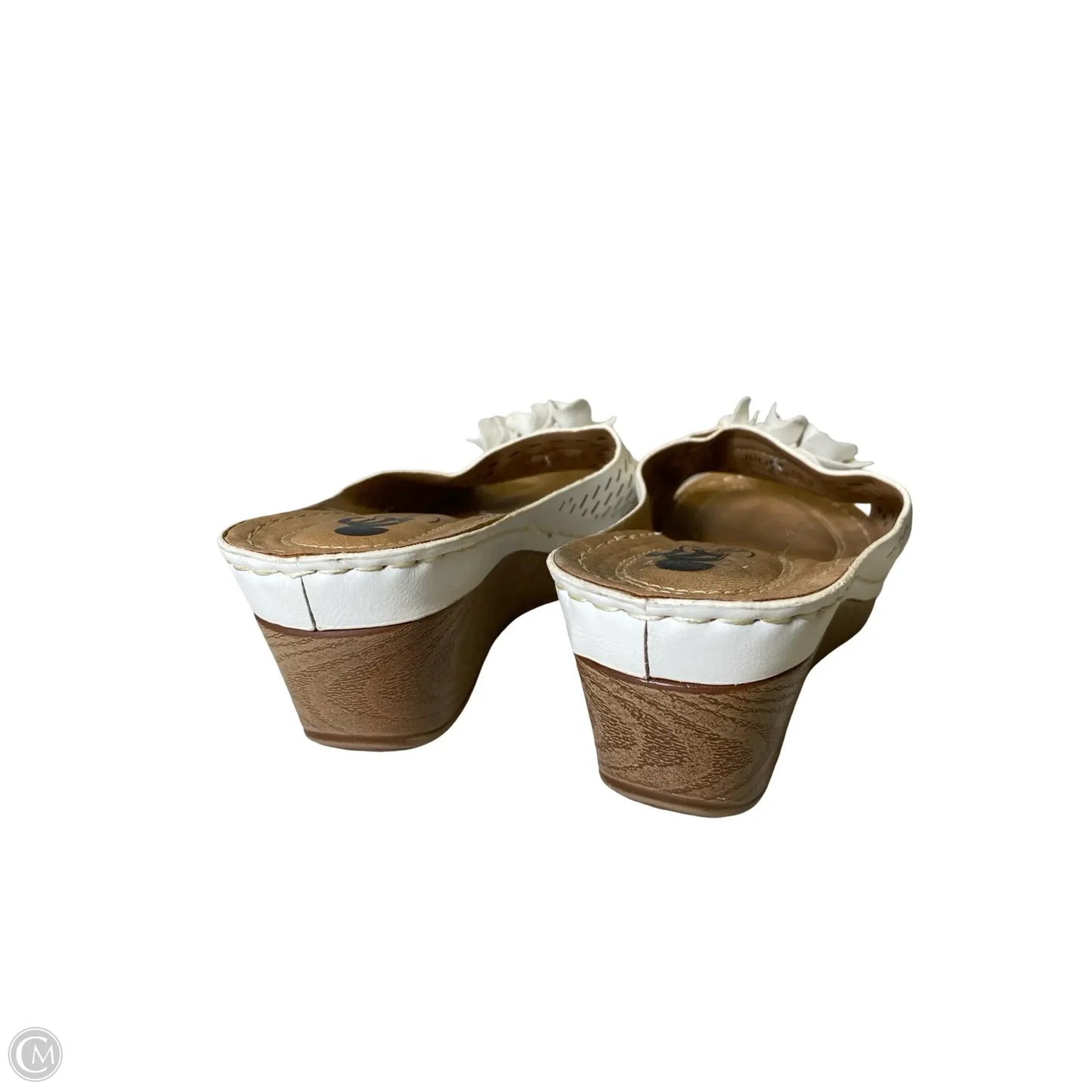 Shoes Heels Wedge By Clothes Mentor In Tan & White, Size: 10