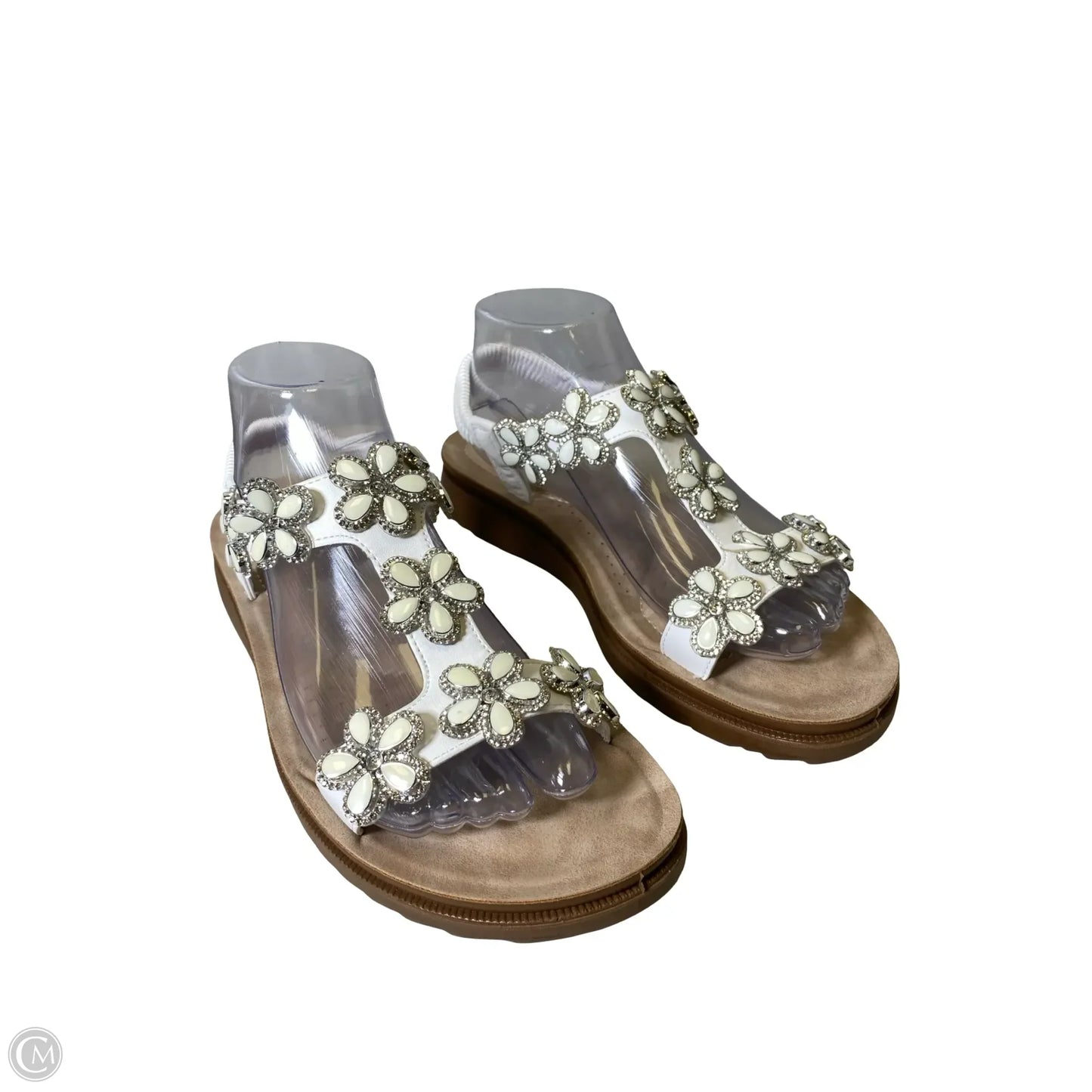 Sandals Flats By Andiano In Tan & White, Size: 9W