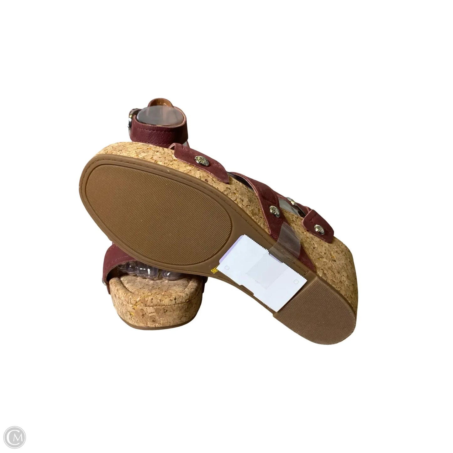 Sandals Heels Wedge By Lucky Brand In Maroon, Size: 9