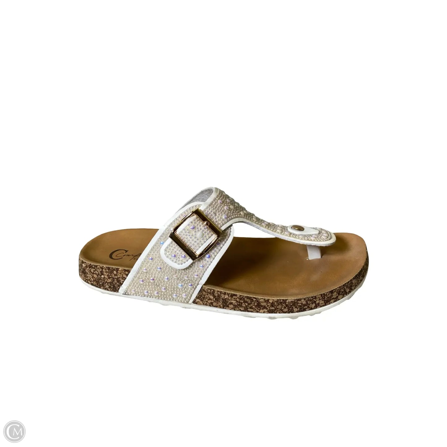 Sandals Flats By C Est. 1946 In Tan & White, Size: 9