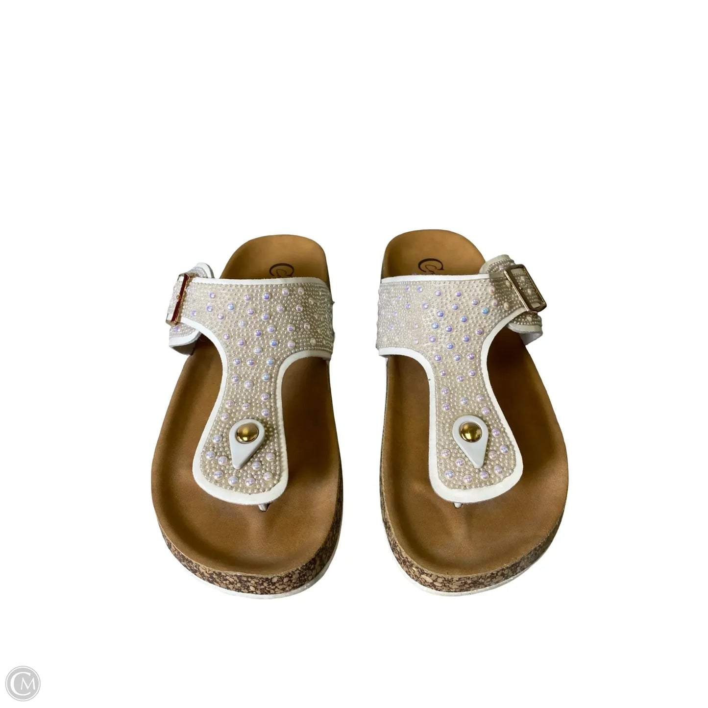 Sandals Flats By C Est. 1946 In Tan & White, Size: 9