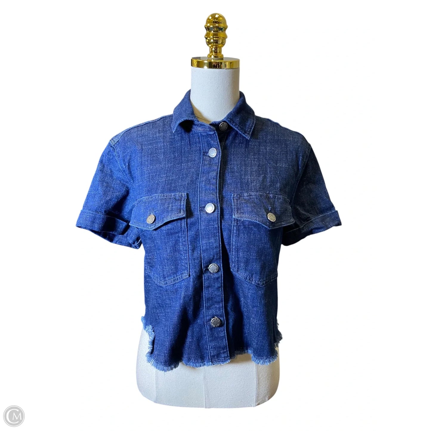 Blouse Short Sleeve By Simply Vera In Blue Denim, Size: S