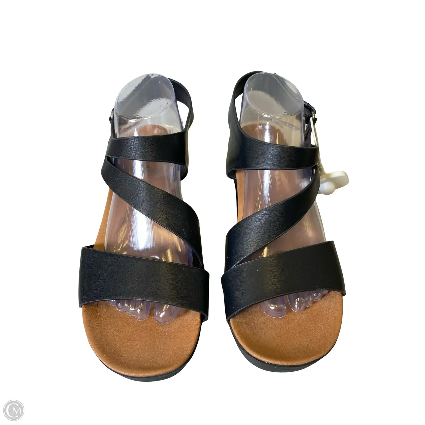 Sandals Heels Wedge By Bare Traps In Black & Tan, Size: 10