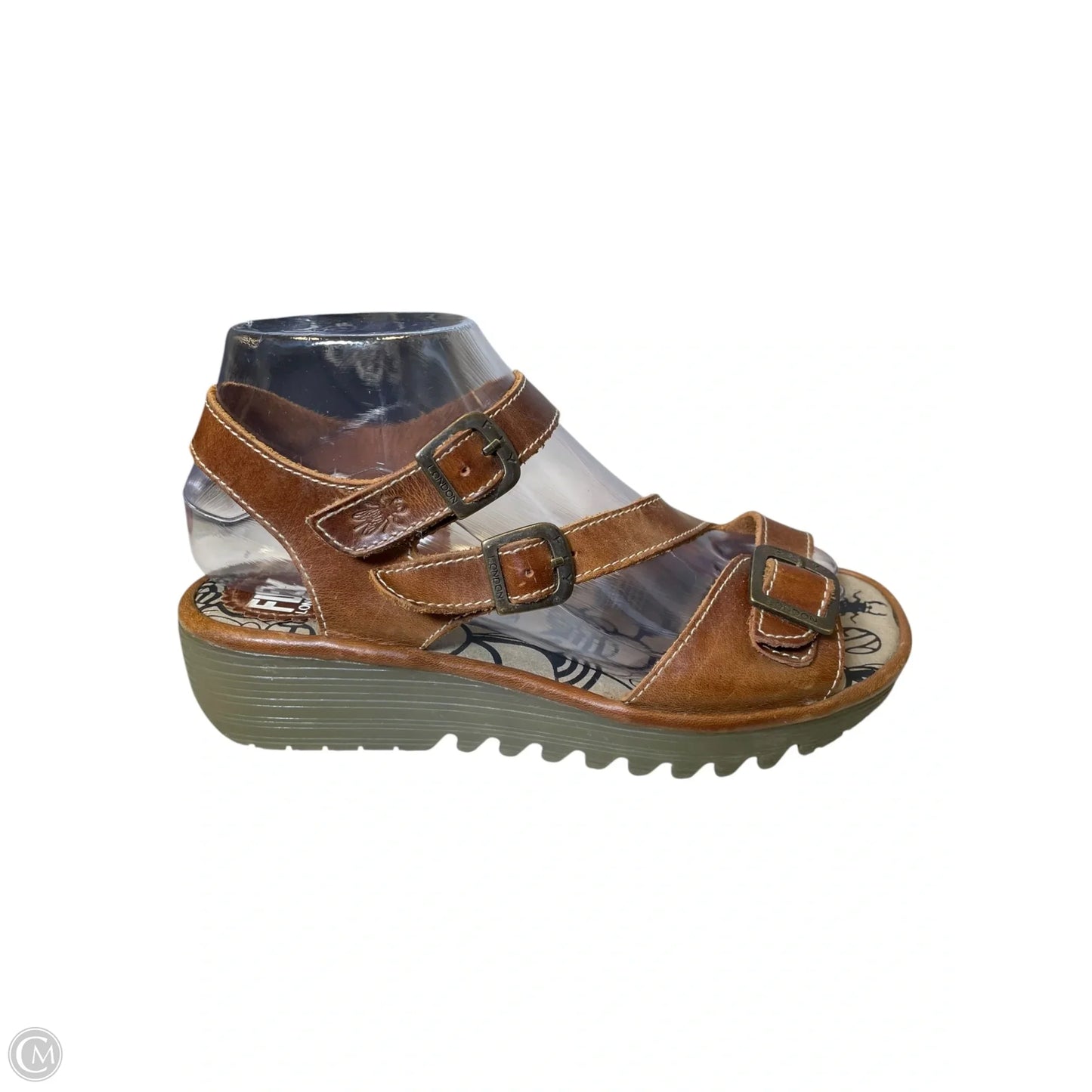 Sandals Heels Wedge By Fly London In Brown, Size: 6.5