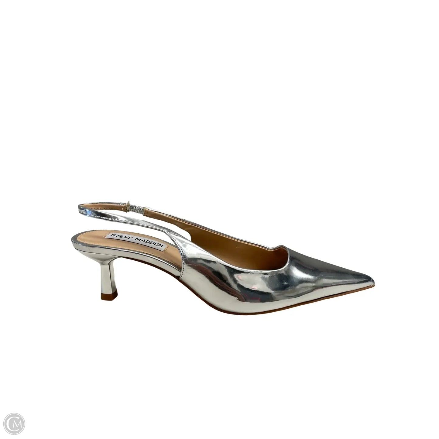 Sandals Heels Kitten By Steve Madden In Silver, Size: 6.5