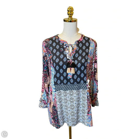 Blouse Long Sleeve By John Mark In Multi-colored, Size: S
