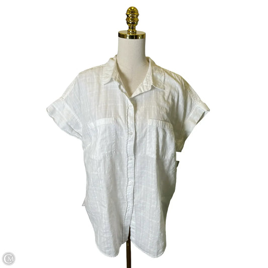 Blouse Short Sleeve By Clothes Mentor In White, Size: L