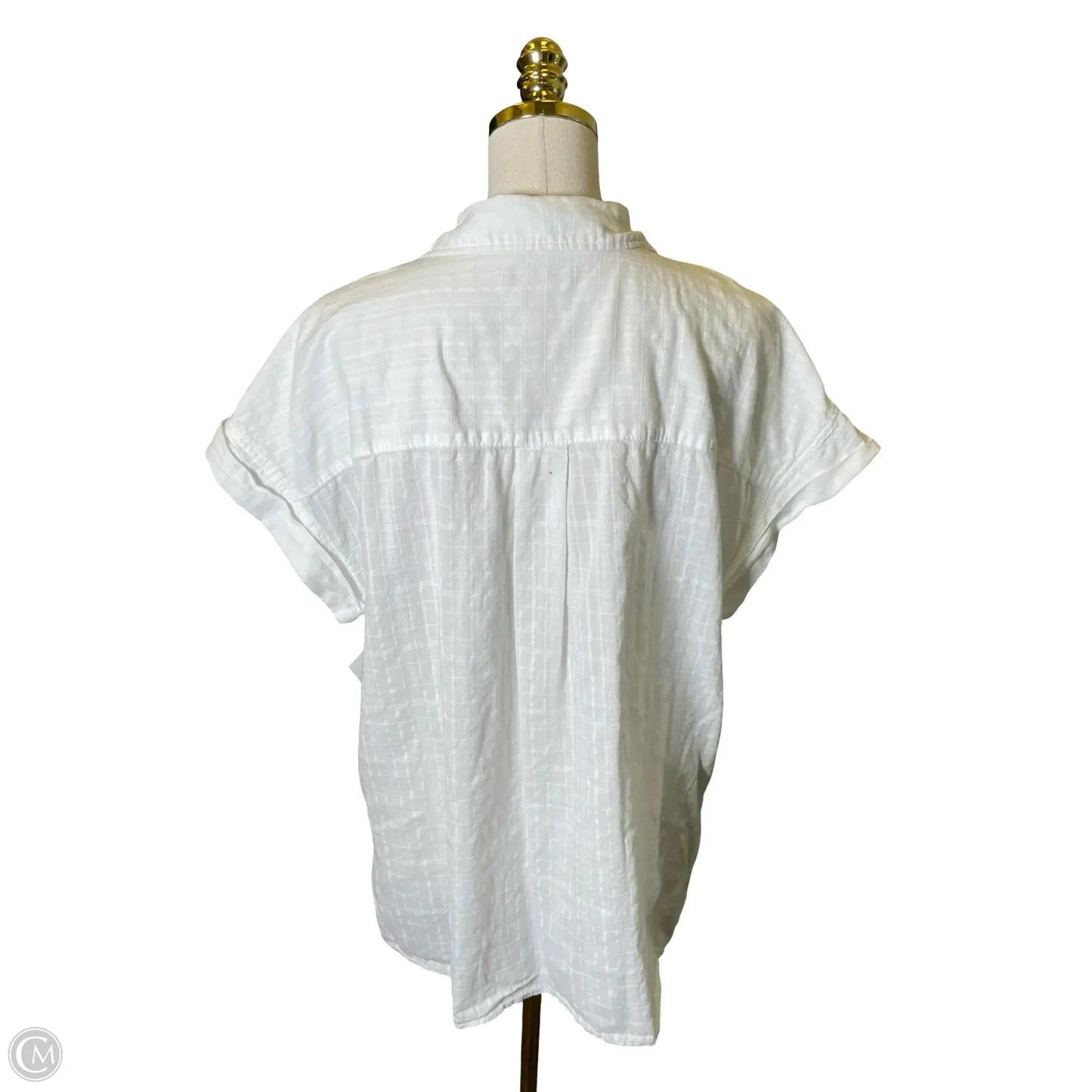 Blouse Short Sleeve By Clothes Mentor In White, Size: L