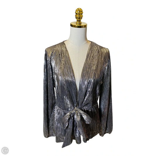 Blouse Long Sleeve By Cato In Silver, Size: 14