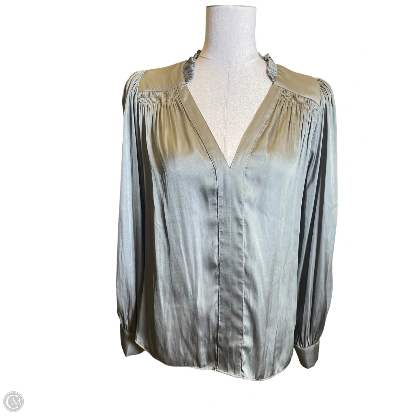 Blouse Long Sleeve By Current Air In Green, Size: M
