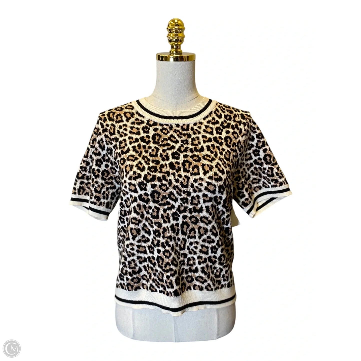 Sweater Short Sleeve By Adrianna Papell In Animal Print, Size: L