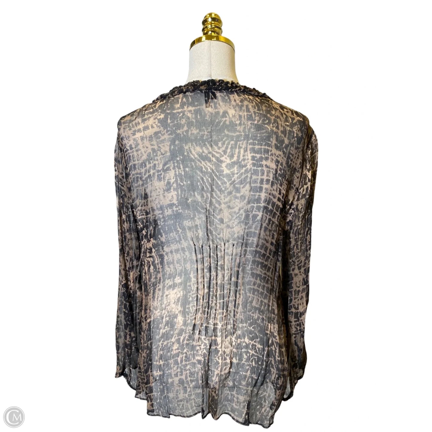 Blouse Long Sleeve By Nic + Zoe In Animal Print, Size: Xl
