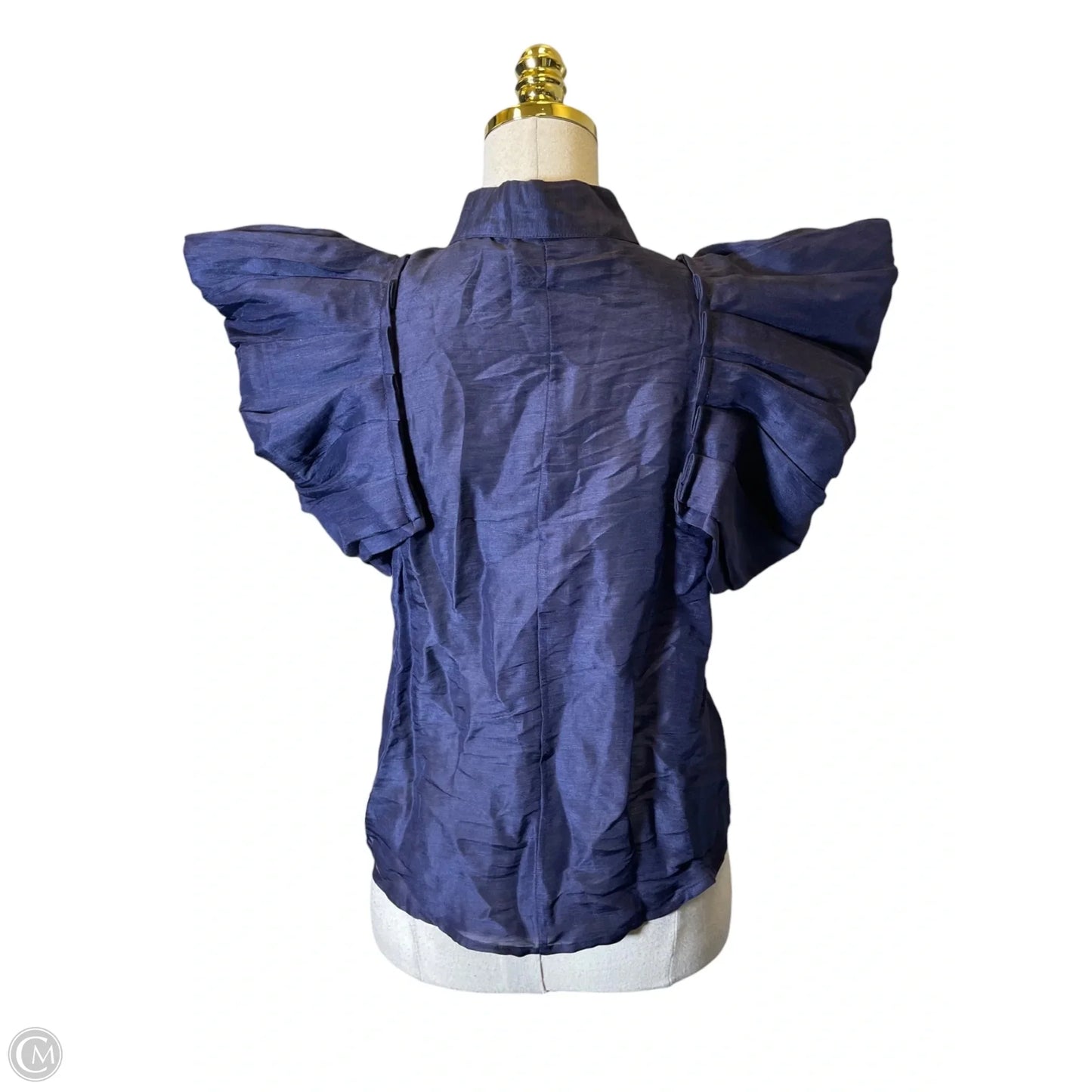 Blouse Short Sleeve By Clothes Mentor In Navy, Size: Xs