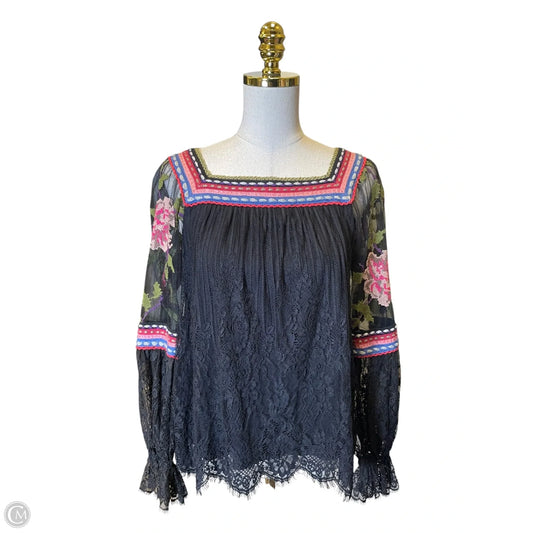 Blouse Long Sleeve By Bl-nk In Black, Size: M