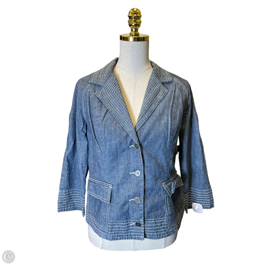 Blazer By Chicos In Blue Denim, Size: M
