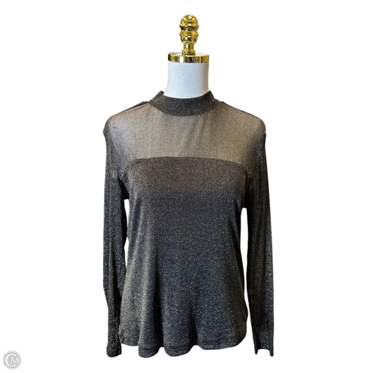 Blouse Long Sleeve By Banana Republic In Black & Gold, Size: L