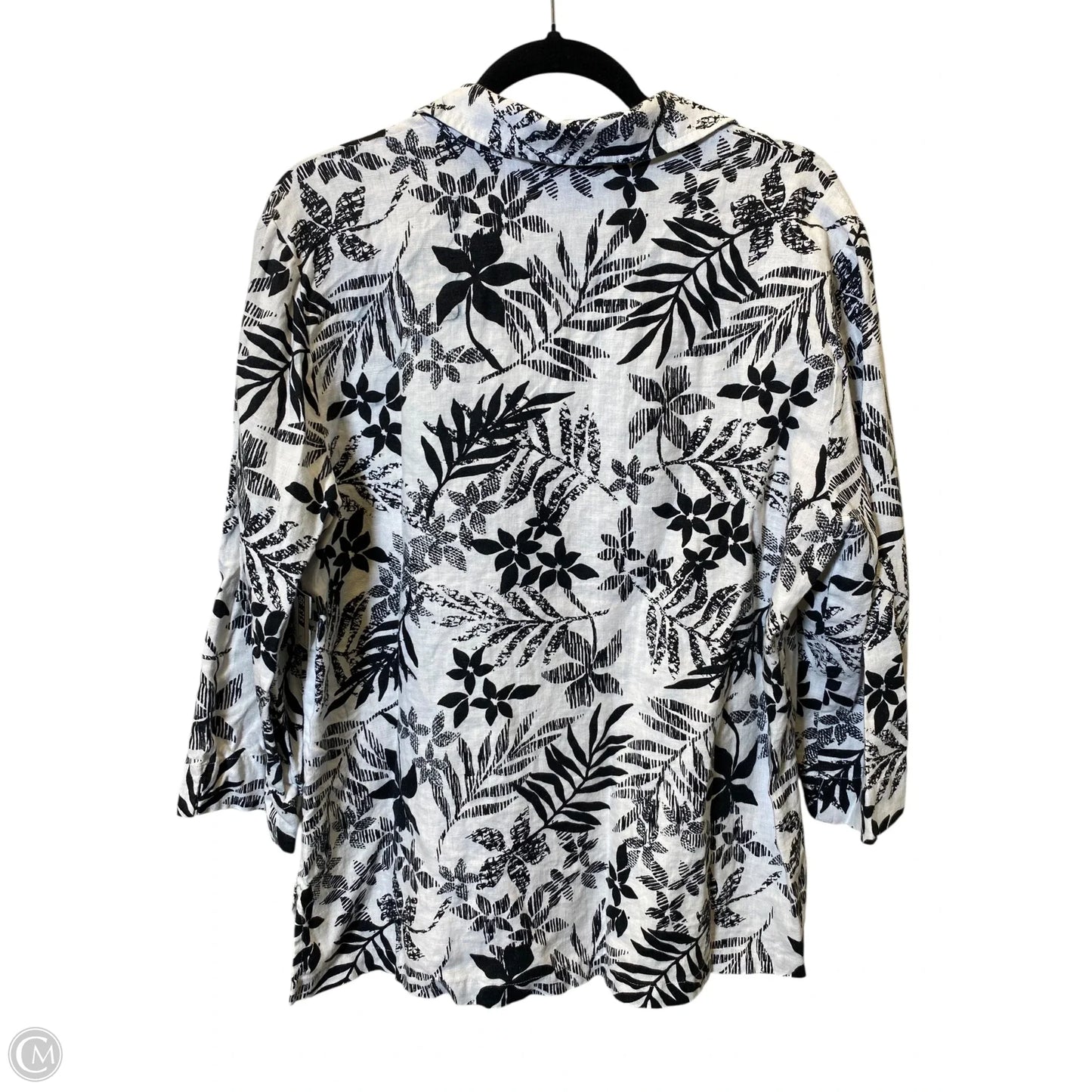 Blouse 3/4 Sleeve By Jm Collections In Black & White, Size: 14