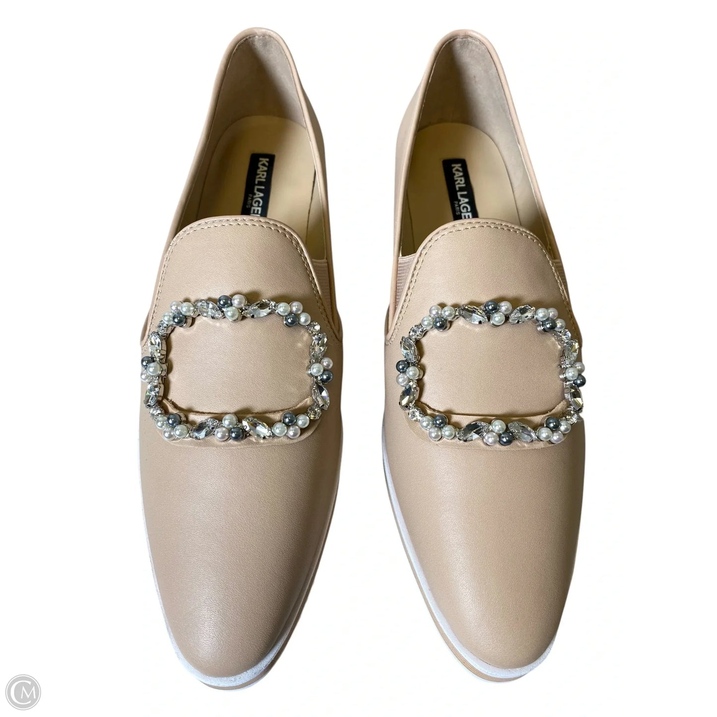 Shoes Designer By Karl Lagerfeld In Tan & White, Size: 9