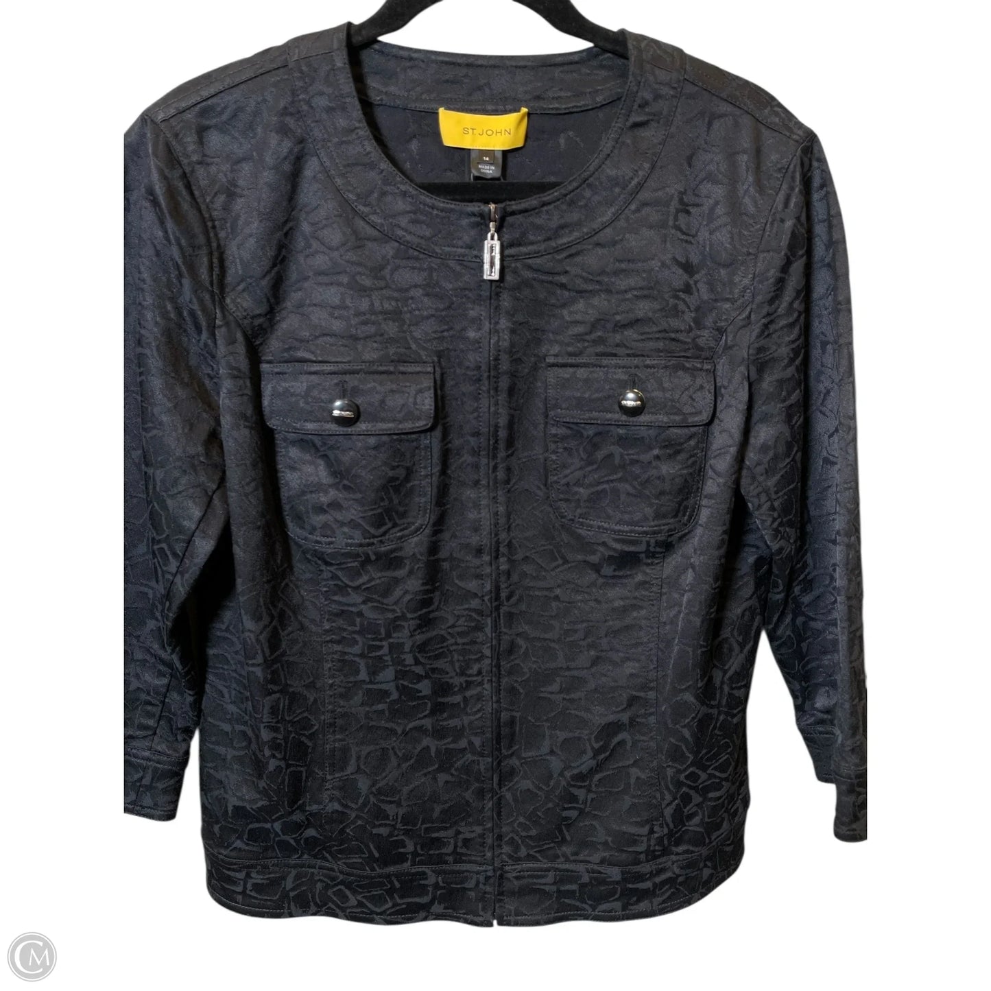 Jacket Luxury Designer By St John Collection In Black, Size: 14