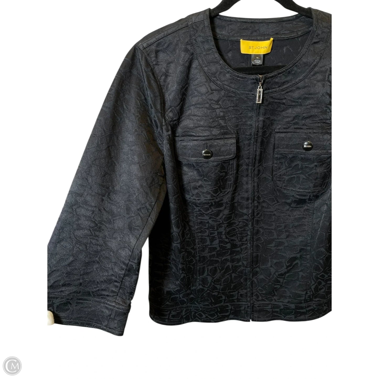 Jacket Luxury Designer By St John Collection In Black, Size: 14