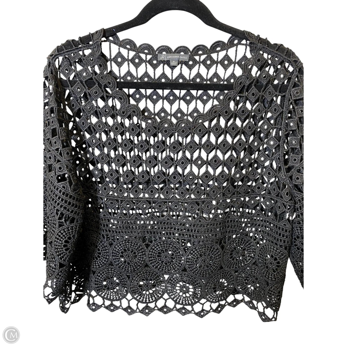 Top 3/4 Sleeve By Adrianna Papell In Black, Size: M