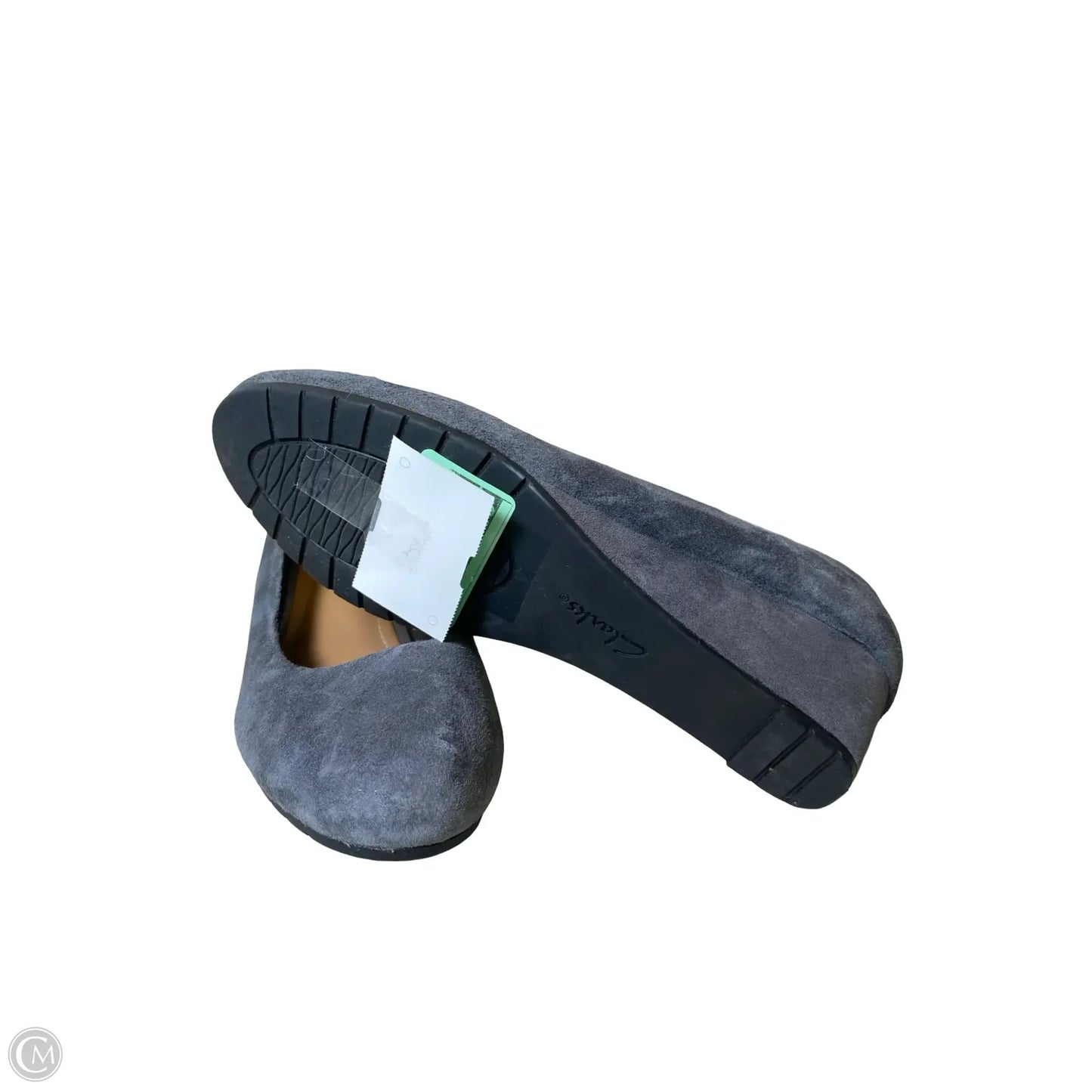 Shoes Heels Wedge By Clarks In Grey, Size: 6.5