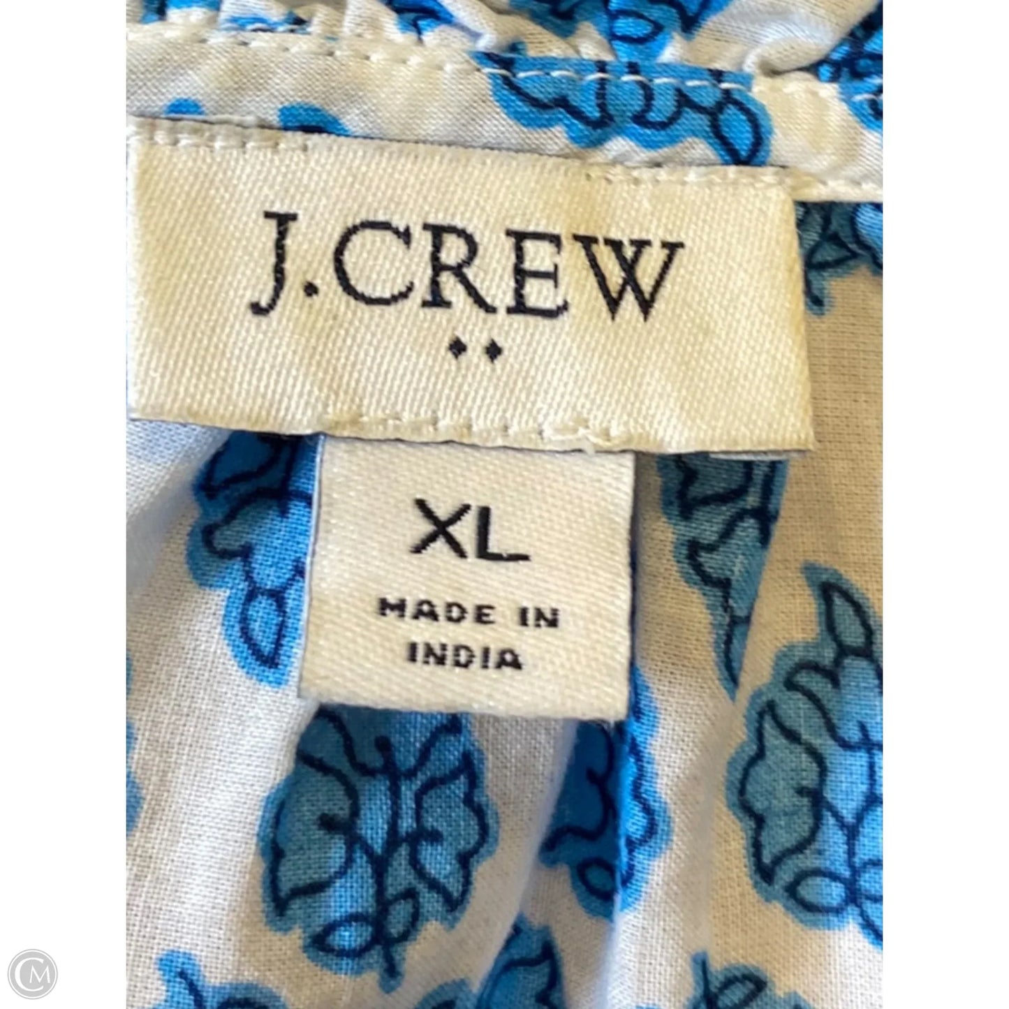 Blouse Long Sleeve By J. Crew In Blue & White, Size: Xl