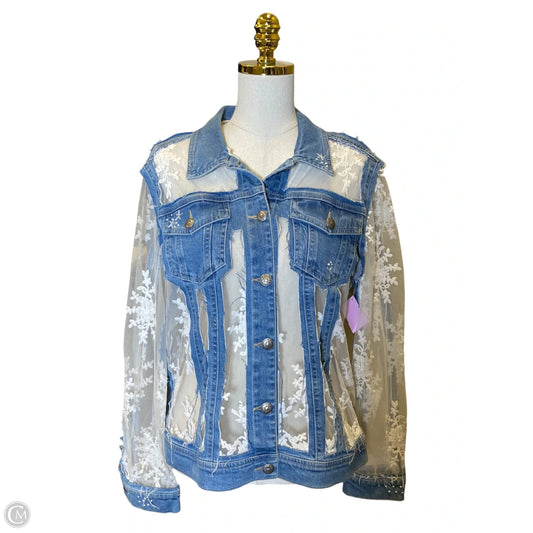 Jacket Denim By John Mark In Blue & White, Size: M
