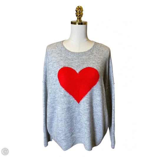 Sweater By Vince Camuto In Grey & Red, Size: L