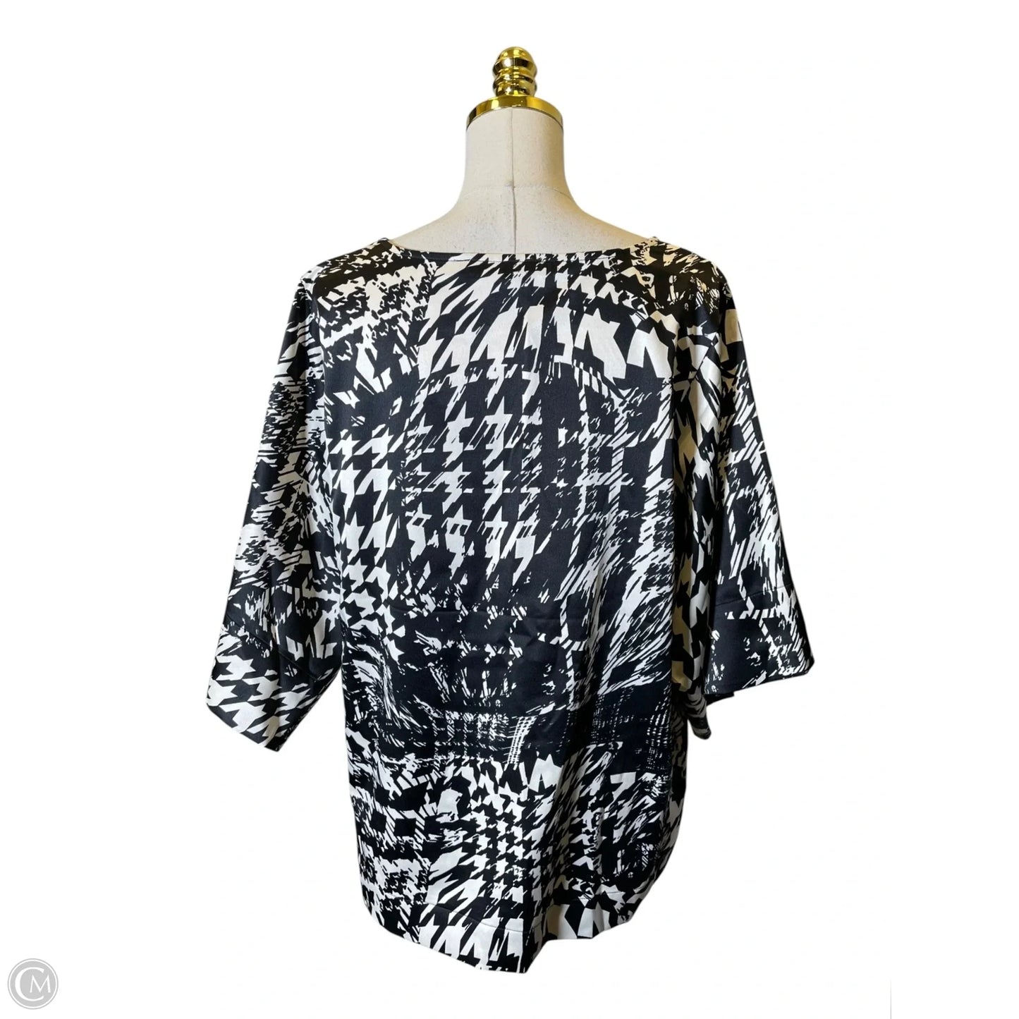 Blouse 3/4 Sleeve By Marc New York In Black & Cream, Size: L